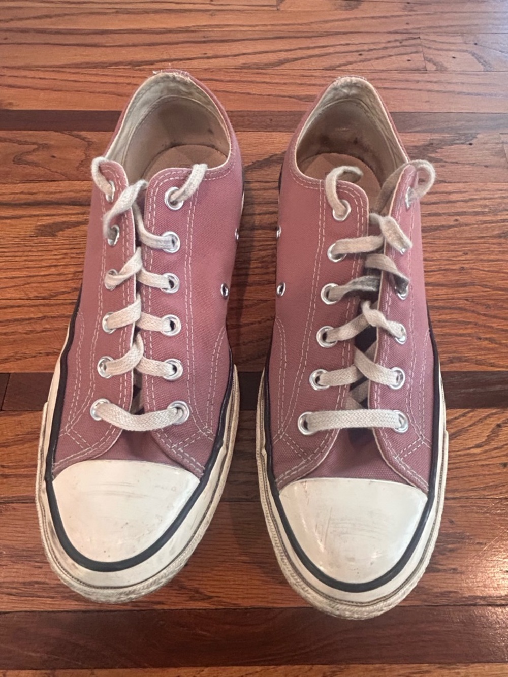 Converse Low-Top Canvas Sneakers in Light Pink and White